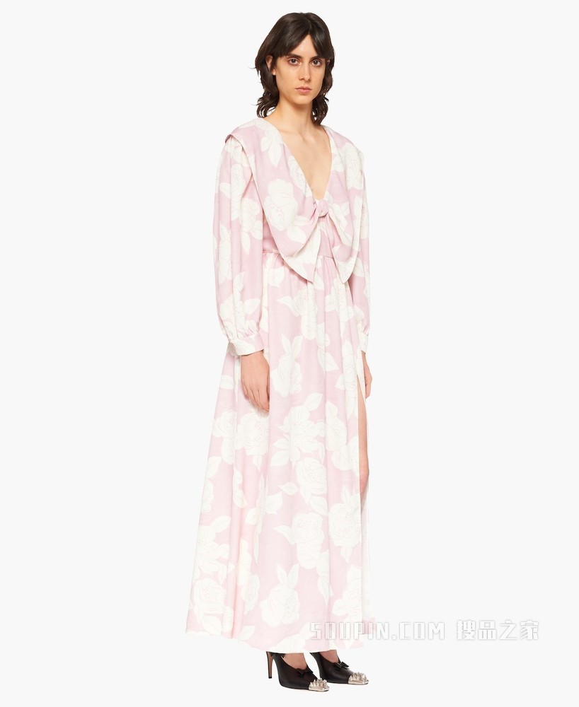 印花缎面Sablé 连衣裙