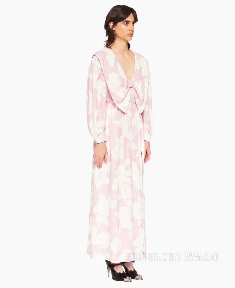 印花缎面Sablé 连衣裙