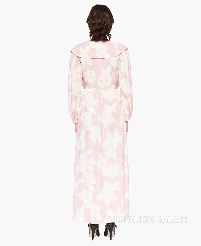 印花缎面Sablé 连衣裙
