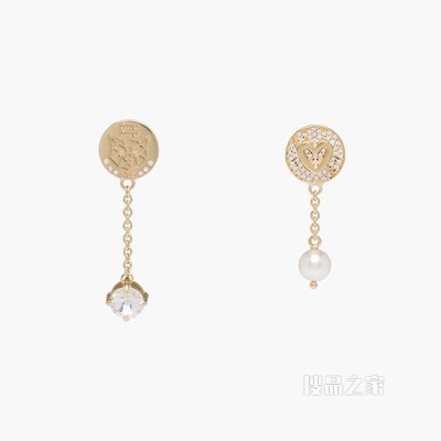 MIU PAVÉ 仿水晶装饰珍珠耳环