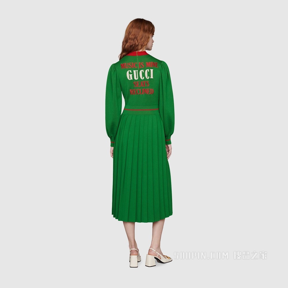 Gucci 100特别系列精纺羊毛连衣裙 绿色