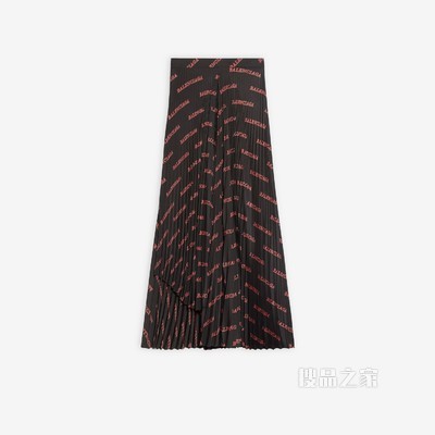 Allover Sporty Logo不对称百褶半裙