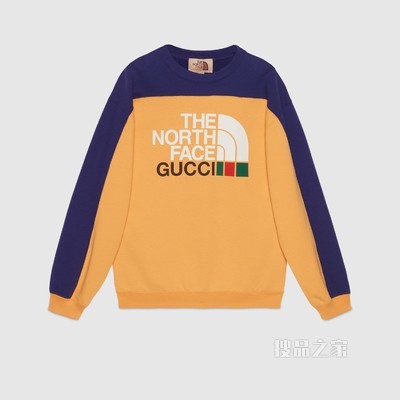 The North Face x Gucci联名系列卫衣 黄色和蓝色