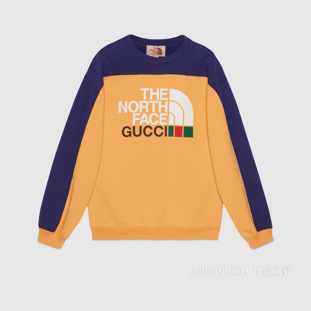 The North Face x Gucci联名系列卫衣 黄色和蓝色