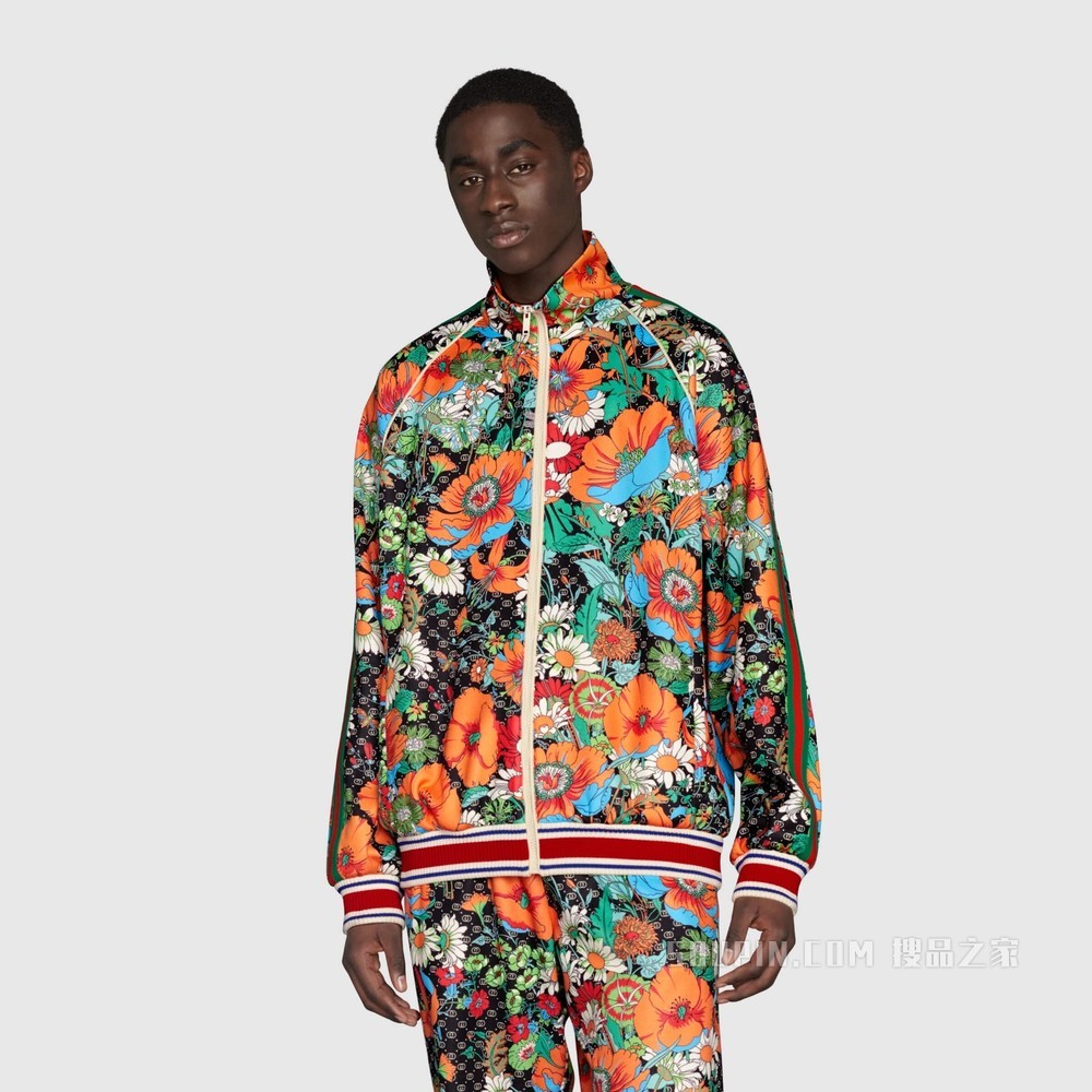 The North Face x Gucci联名系列夹克 GG花卉印花