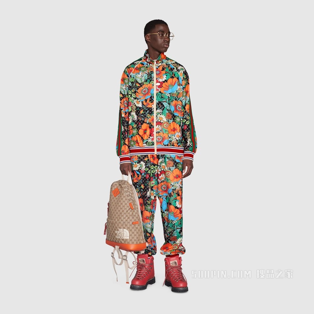 The North Face x Gucci联名系列慢跑长裤 GG花卉印花