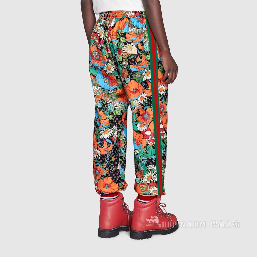 The North Face x Gucci联名系列慢跑长裤 GG花卉印花