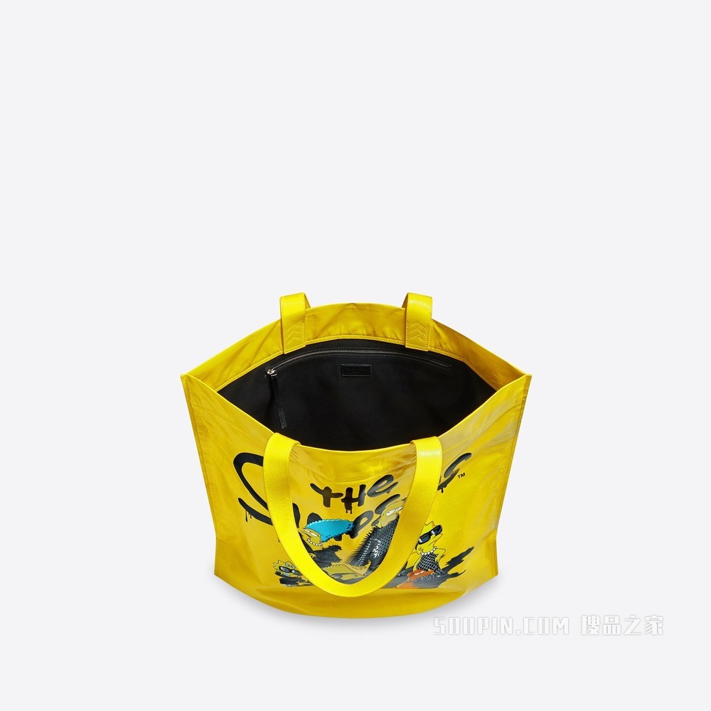 The Simpsons TM & © 20th Television Shopper 纸感牛皮革中号单肩托特包