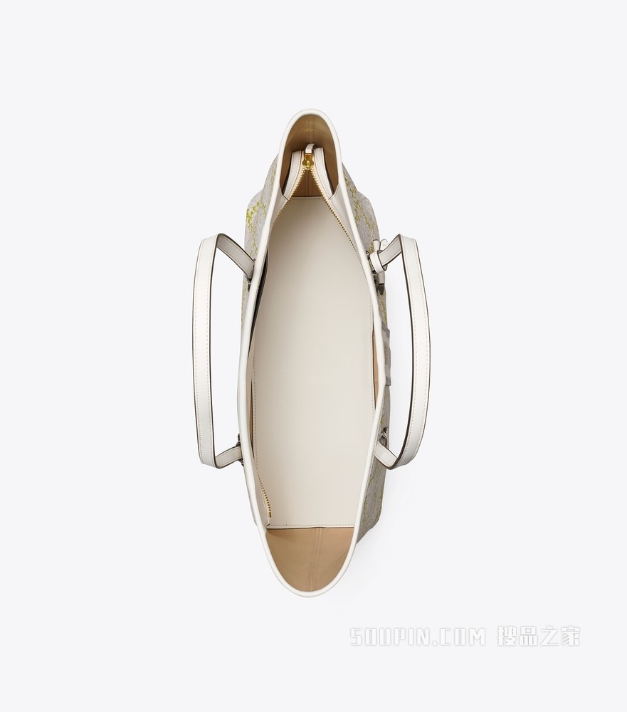 T Monogram 藤蔓花纹拉链托特包 象牙白 Monogram 藤蔓