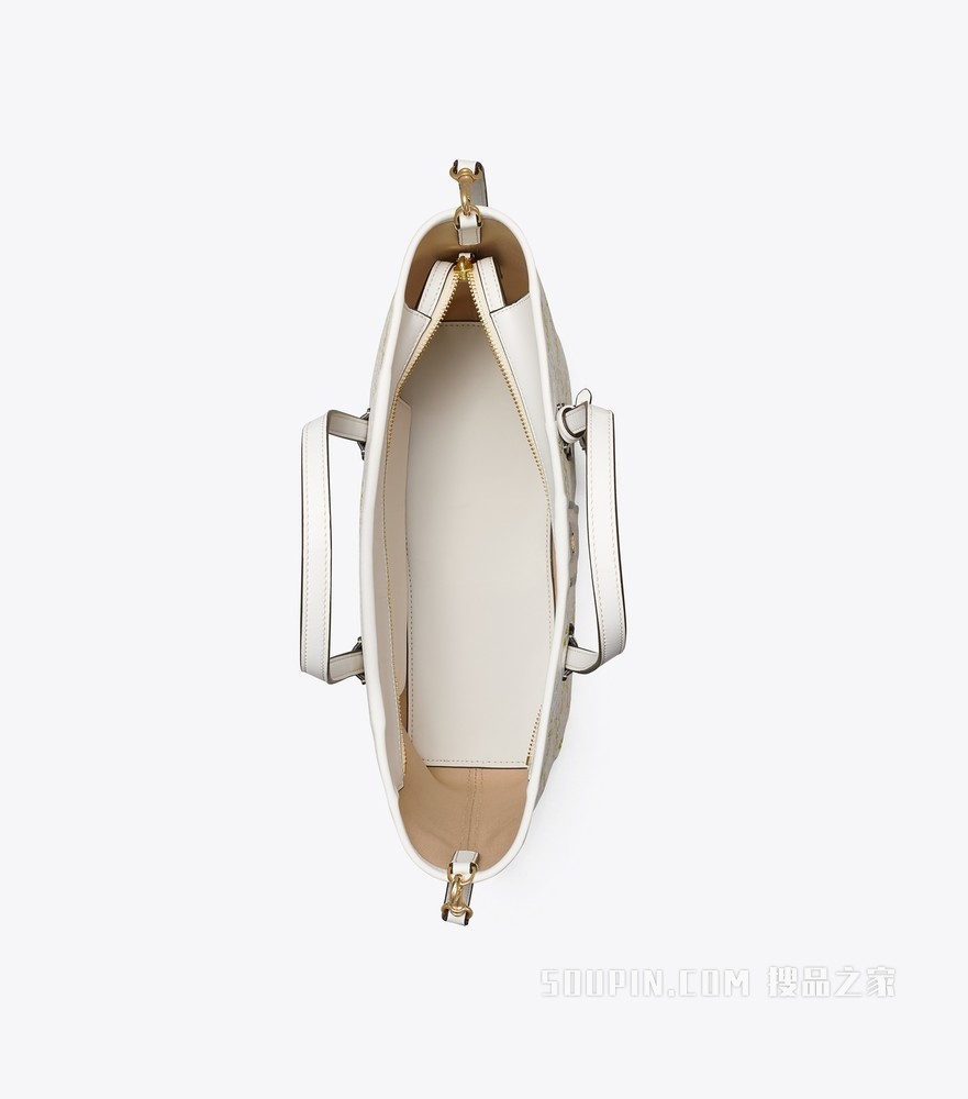 T Monogram 小号藤蔓花纹拉链托特包 象牙白 Monogram 藤蔓