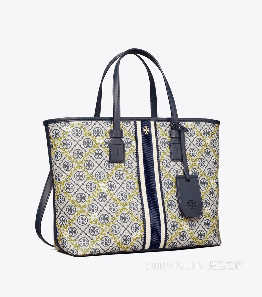 T Monogram 小号藤蔓花纹拉链托特包 海军蓝 Monogram 藤蔓