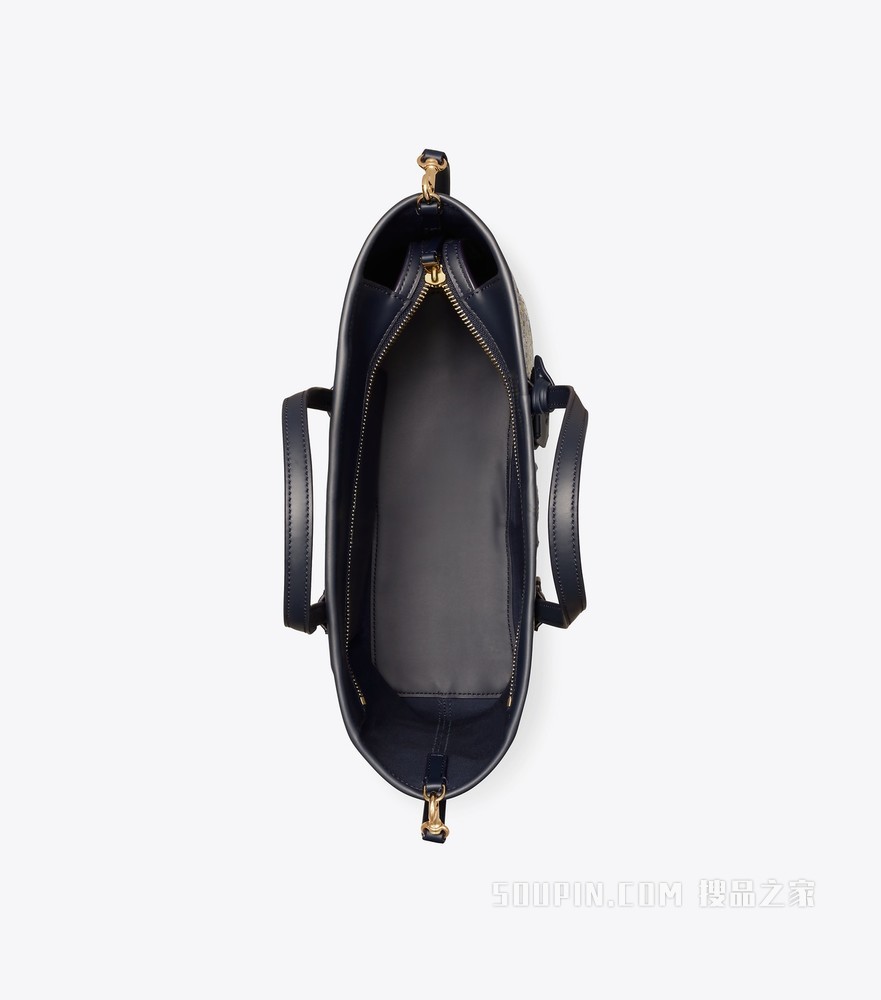 T Monogram 小号藤蔓花纹拉链托特包 海军蓝 Monogram 藤蔓