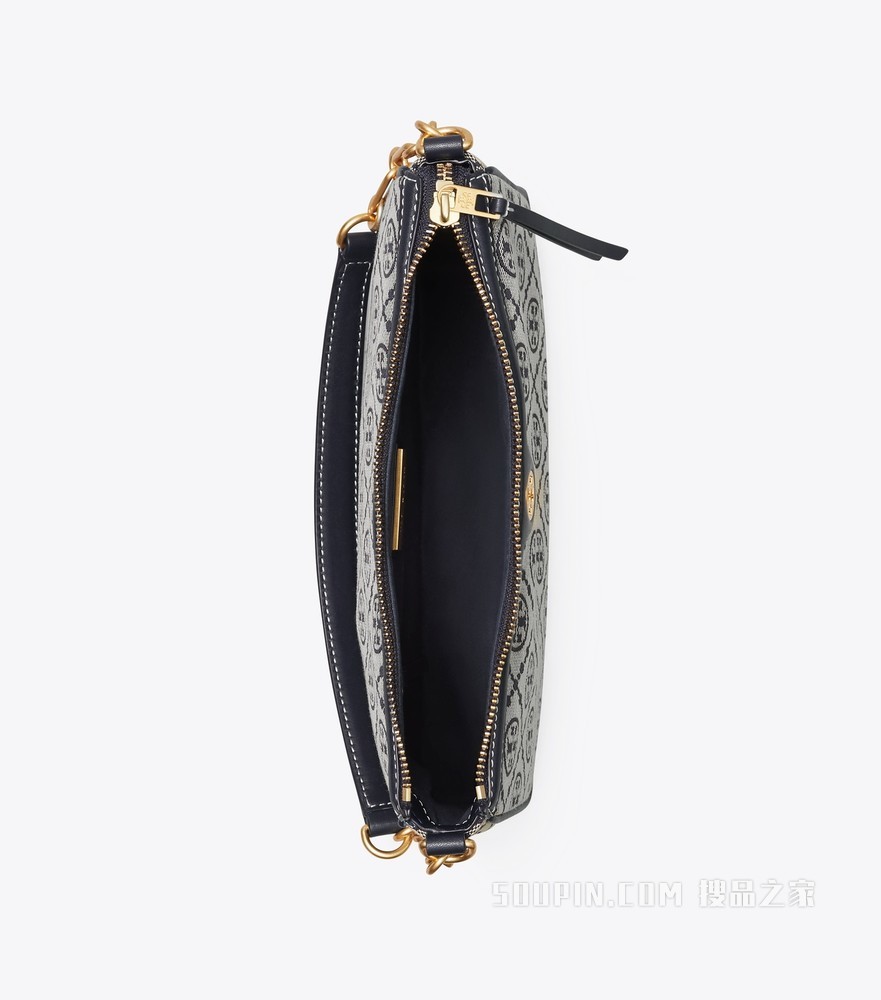 T Monogram 提花拉链肩背包 Tory 海军蓝