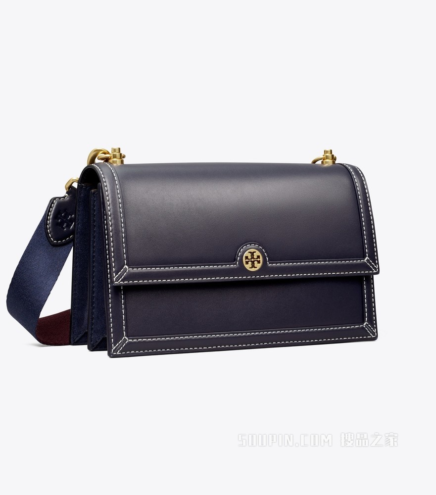 T Monogram 皮质肩背包 Tory 海军蓝