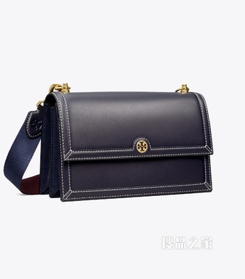 T Monogram 皮质肩背包 Tory 海军蓝