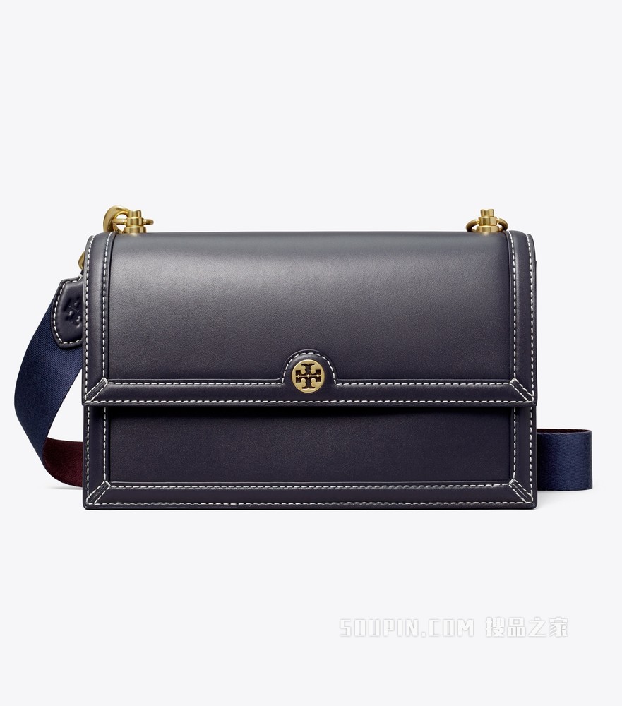 T Monogram 皮质肩背包 Tory 海军蓝