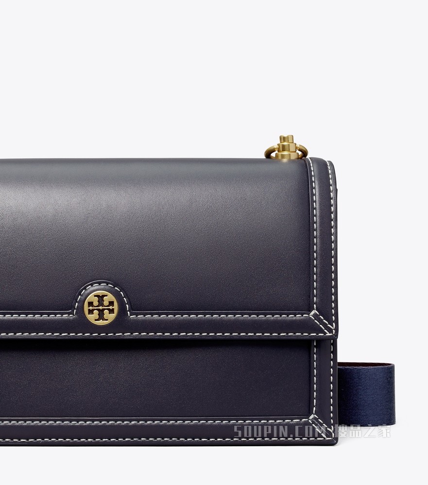 T Monogram 皮质肩背包 Tory 海军蓝