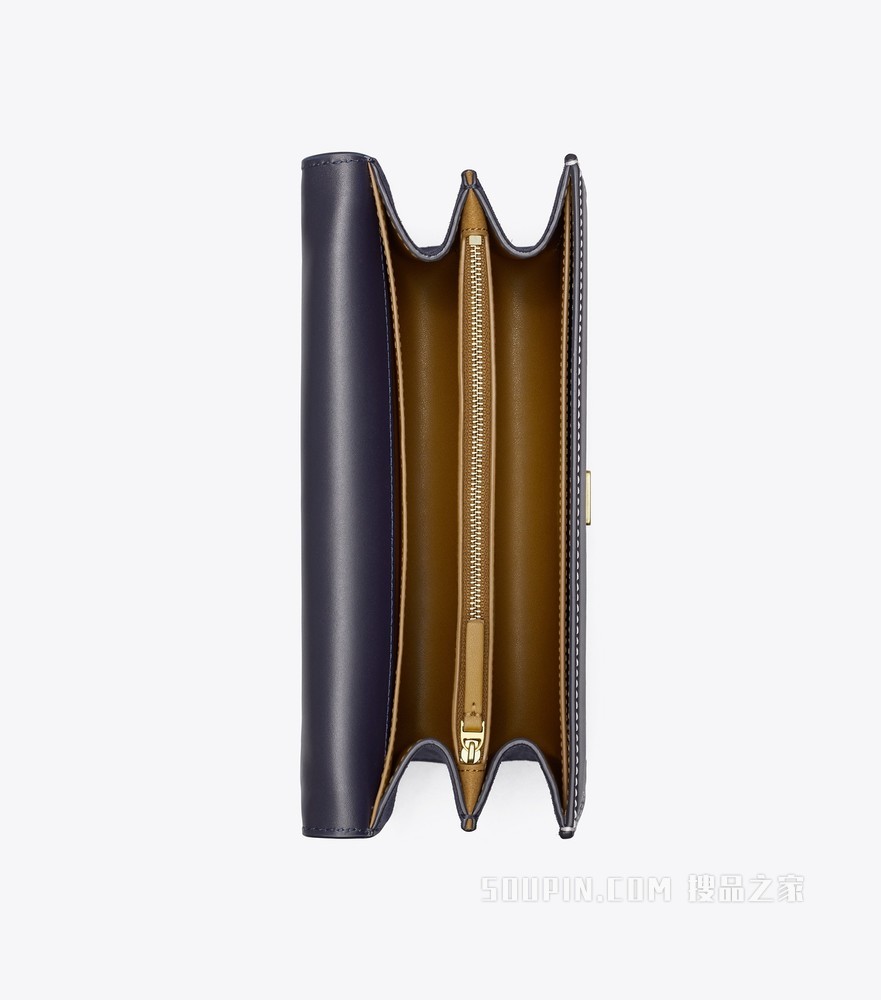 T Monogram 皮质肩背包 Tory 海军蓝