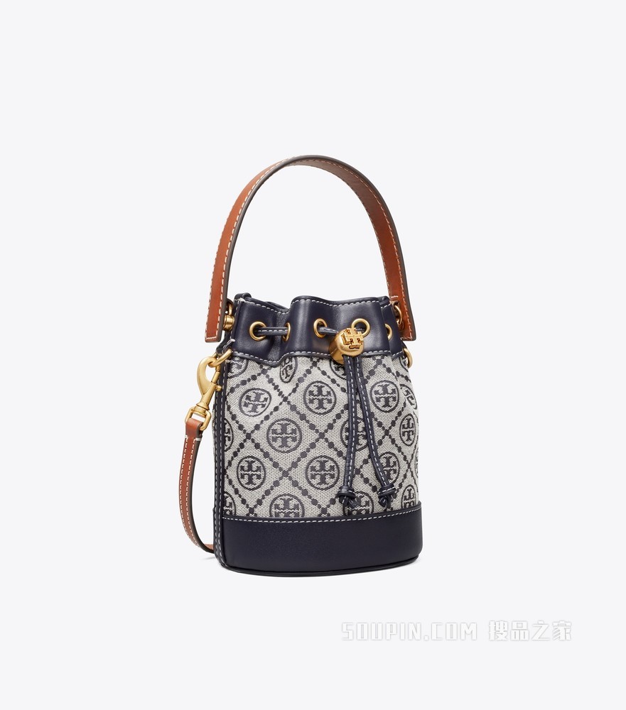 T Monogram 提花迷你水桶包 蓝色