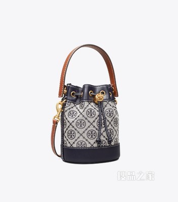 T Monogram 提花迷你水桶包 蓝色