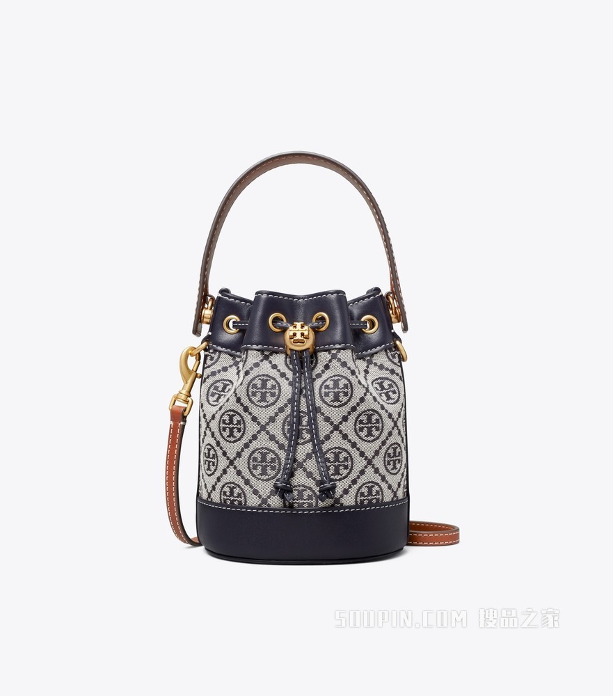 T Monogram 提花迷你水桶包 蓝色