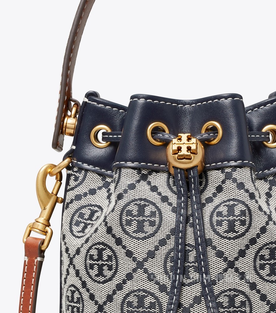 T Monogram 提花迷你水桶包 蓝色