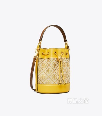 T Monogram 提花迷你水桶包 黄色