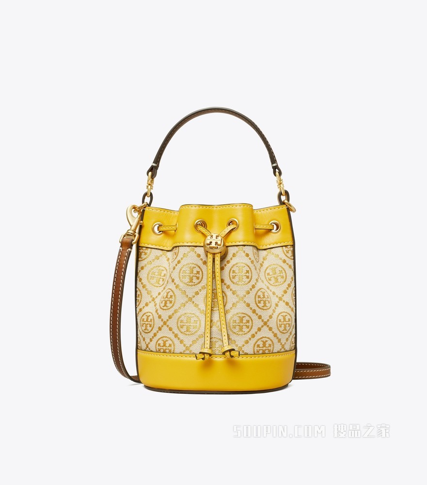 T Monogram 提花迷你水桶包 黄色
