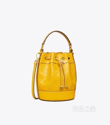 T Monogram 皮革迷你水桶包 黄色