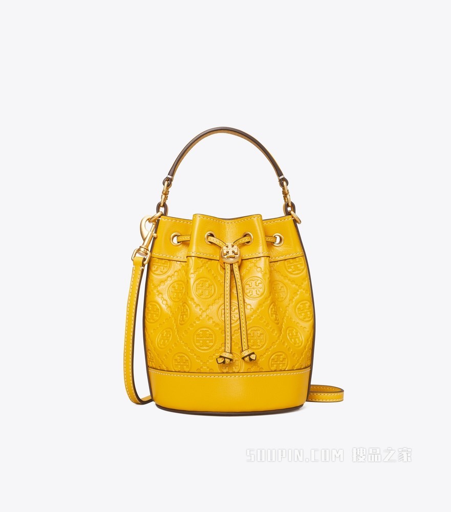 T Monogram 皮革迷你水桶包 黄色