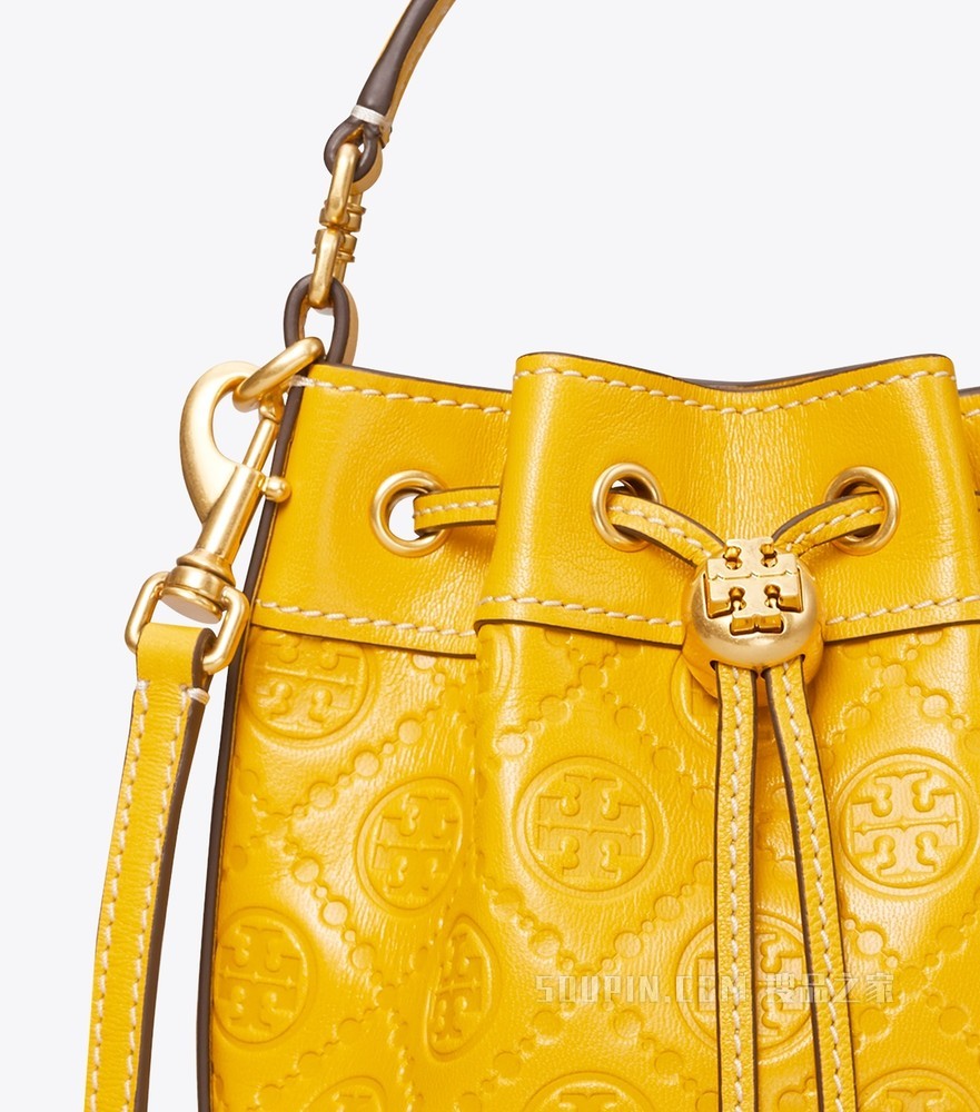 T Monogram 皮革迷你水桶包 黄色