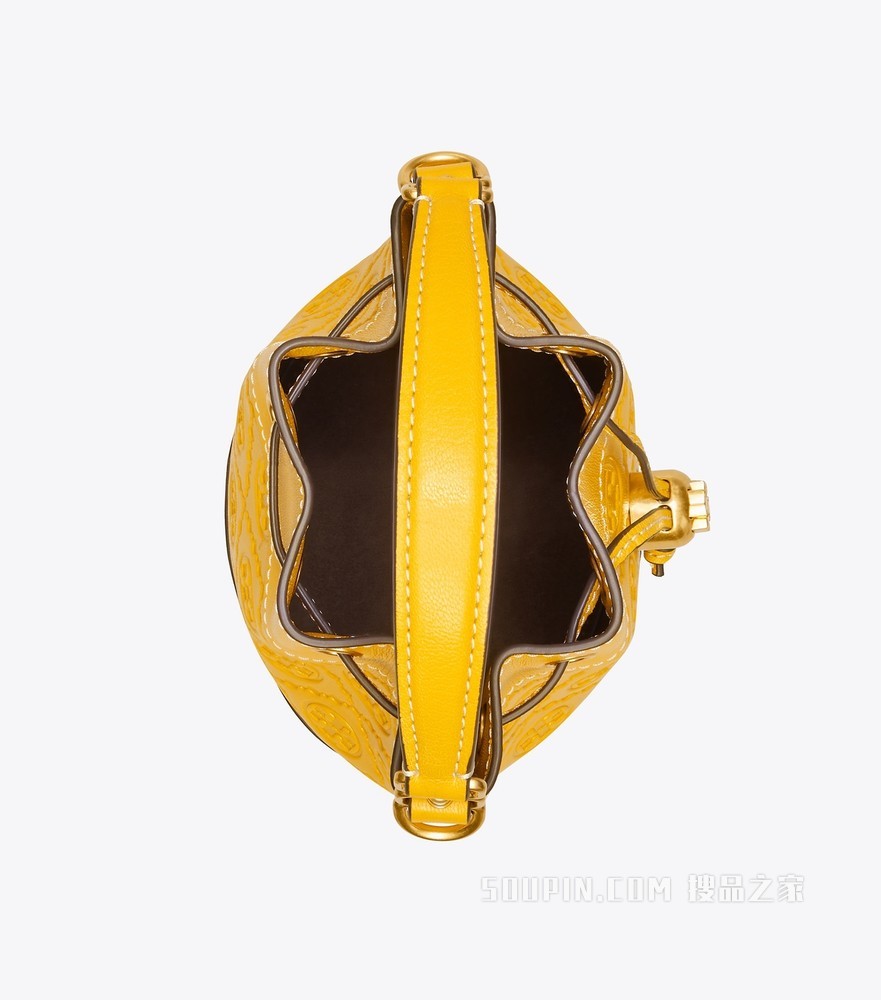 T Monogram 皮革迷你水桶包 黄色