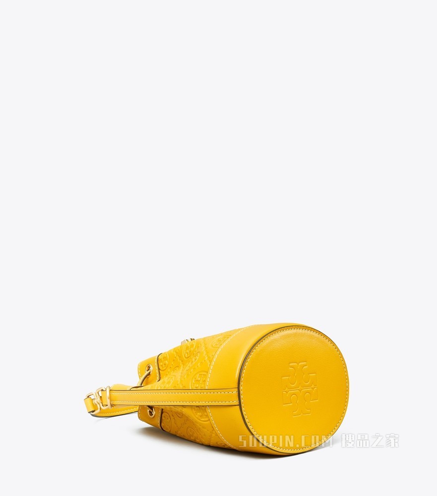 T Monogram 皮革迷你水桶包 黄色