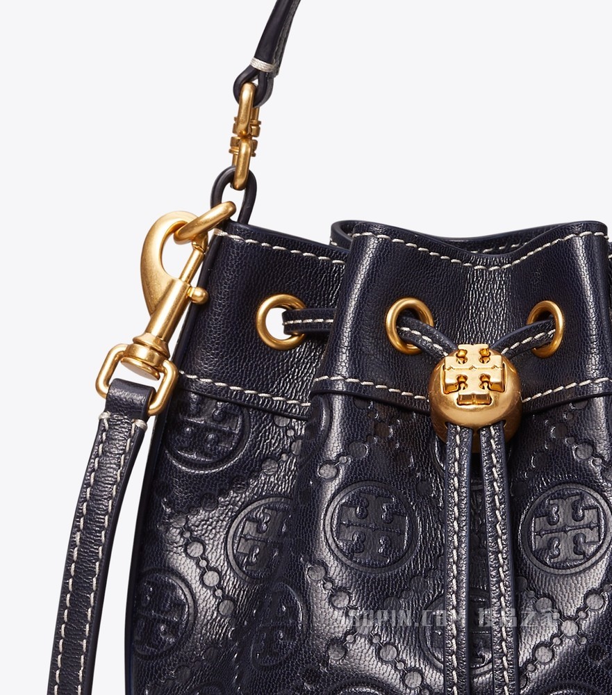 T Monogram 皮革迷你水桶包 蓝色