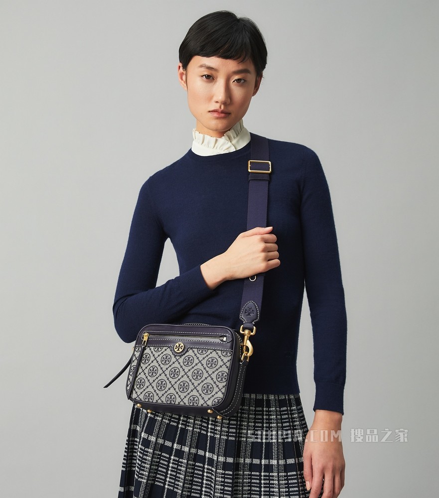 T Monogram 提花相机包 蓝色