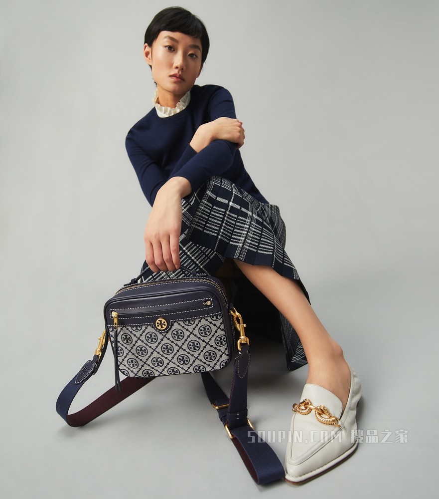 T Monogram 提花相机包 蓝色