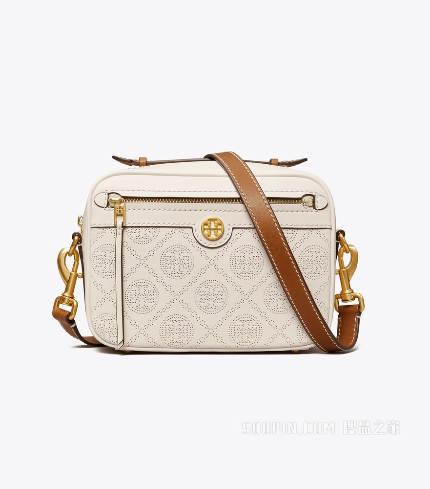 T Monogram 冲孔相机包 象牙白