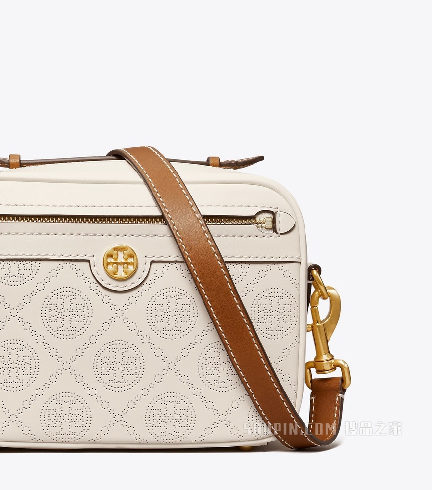 T Monogram 冲孔相机包 象牙白