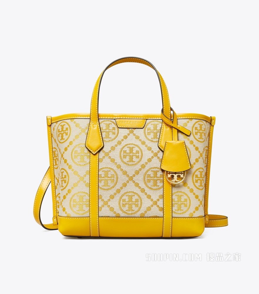 Perry Monogram 小号提花三重隔层托特包 黄色