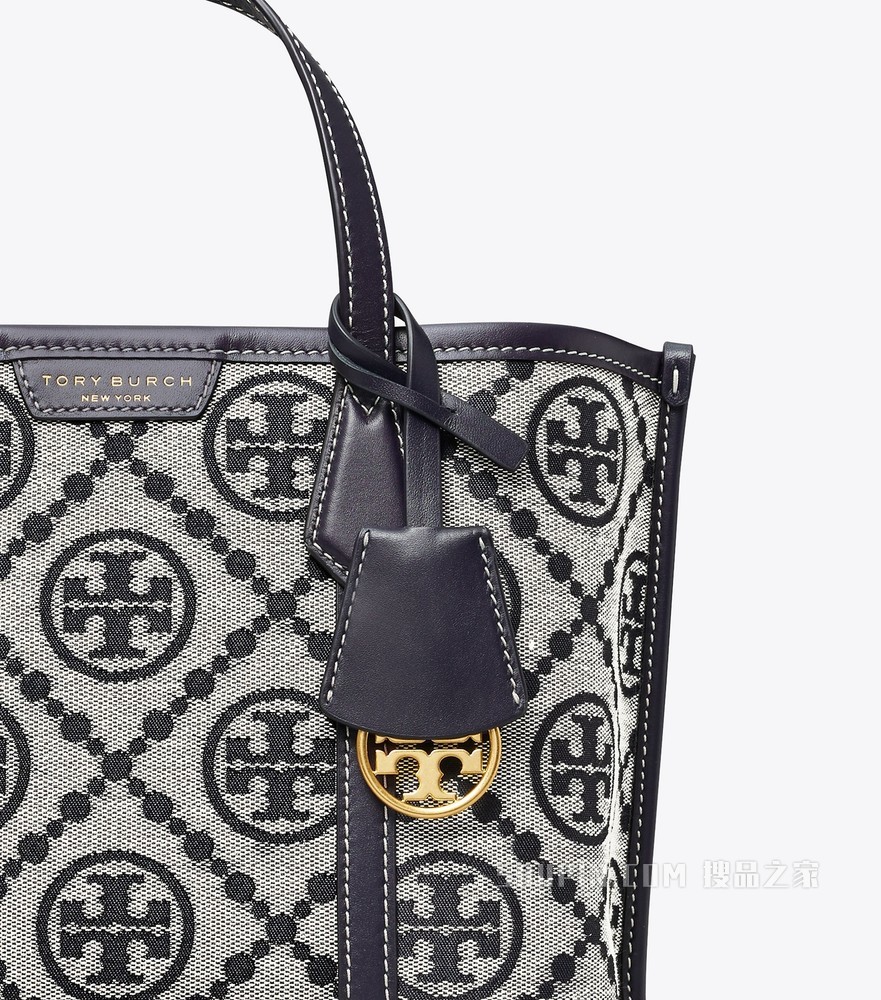 Perry Monogram 小号提花三重隔层托特包 蓝色