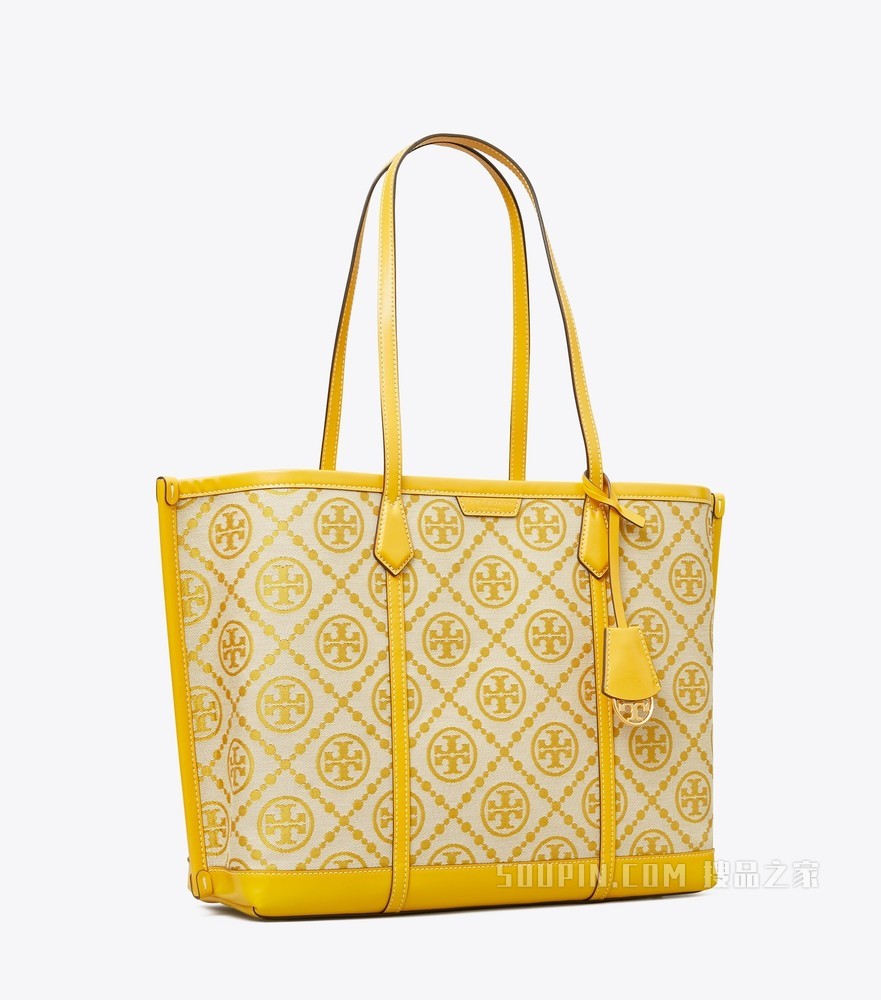Perry Monogram 提花三重隔层托特包 黄色