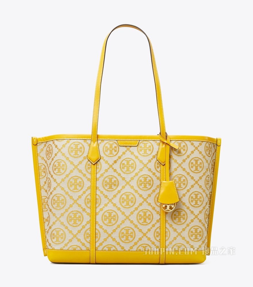 Perry Monogram 提花三重隔层托特包 黄色