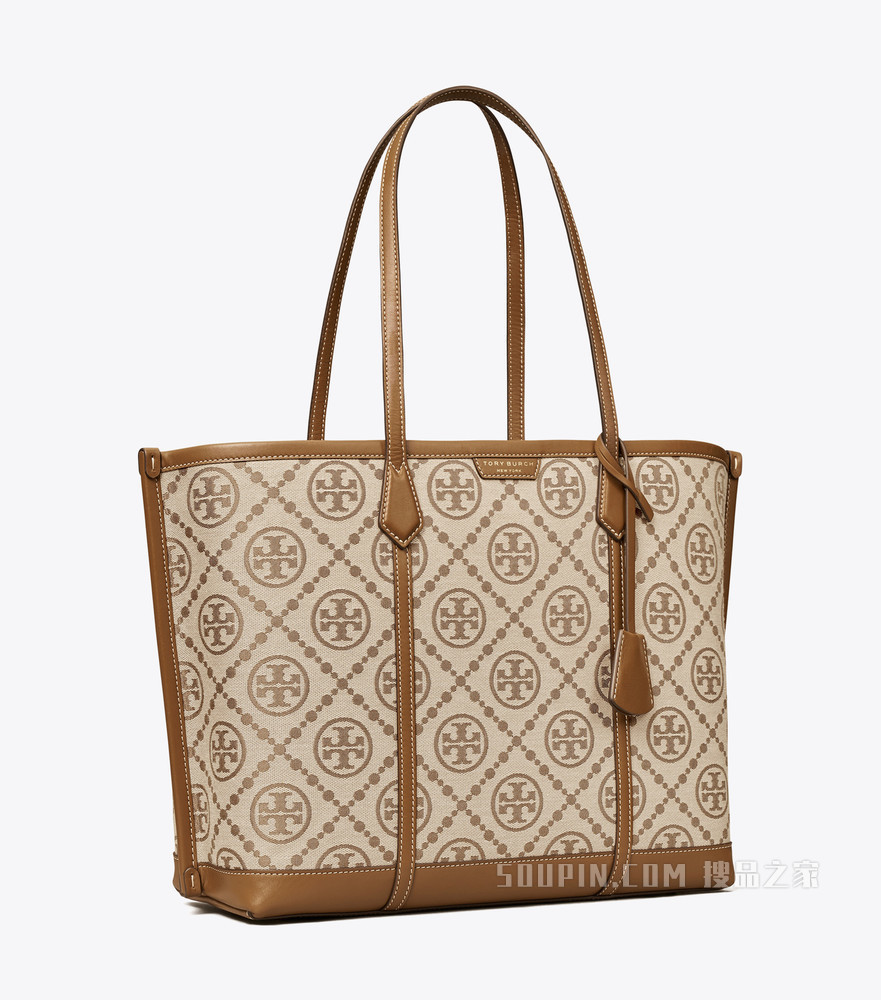Perry Monogram 提花三重隔层托特包 棕色