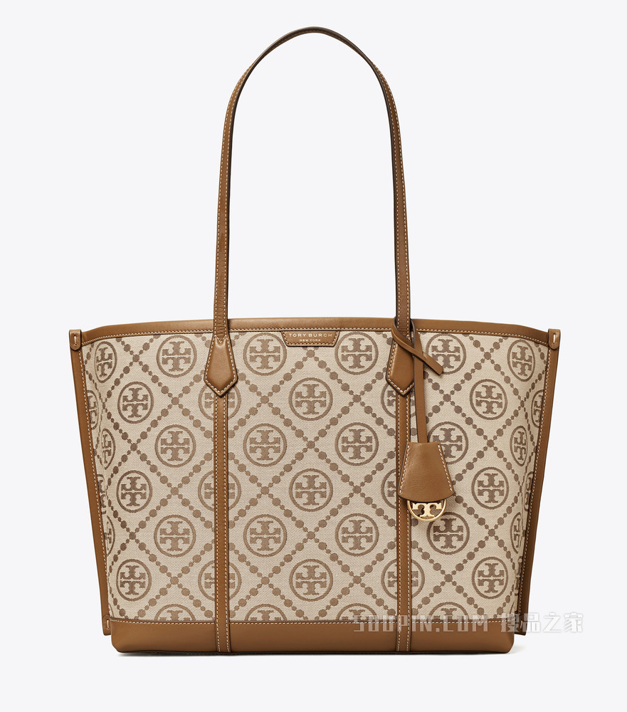 Perry Monogram 提花三重隔层托特包 棕色