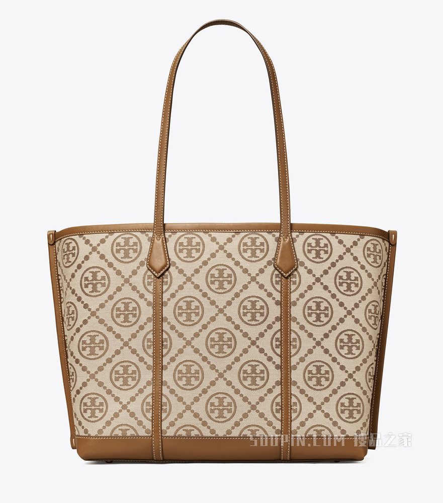 Perry Monogram 提花三重隔层托特包 棕色