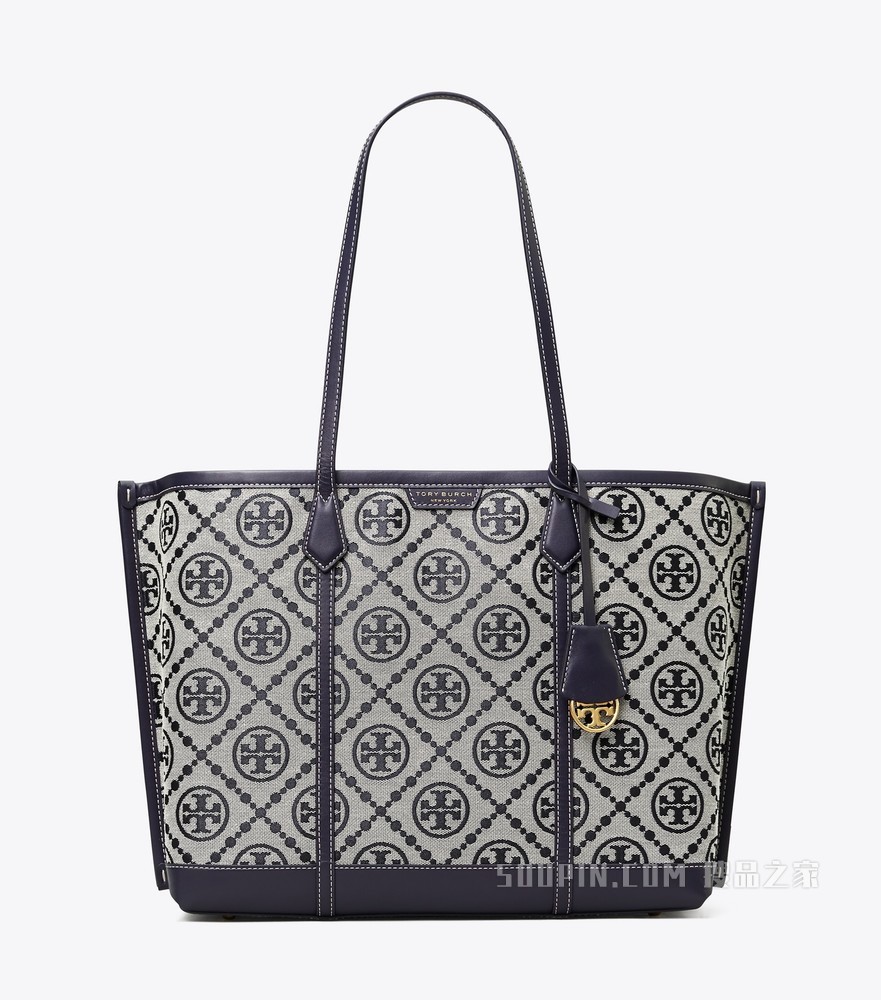 Perry Monogram 提花三重隔层托特包 蓝色