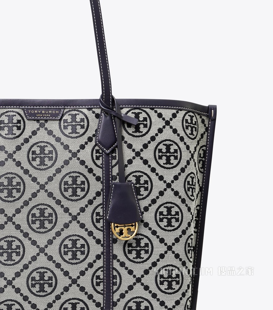 Perry Monogram 提花三重隔层托特包 蓝色