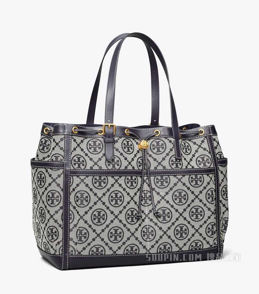T Monogram 提花托特包 Tory 海军蓝