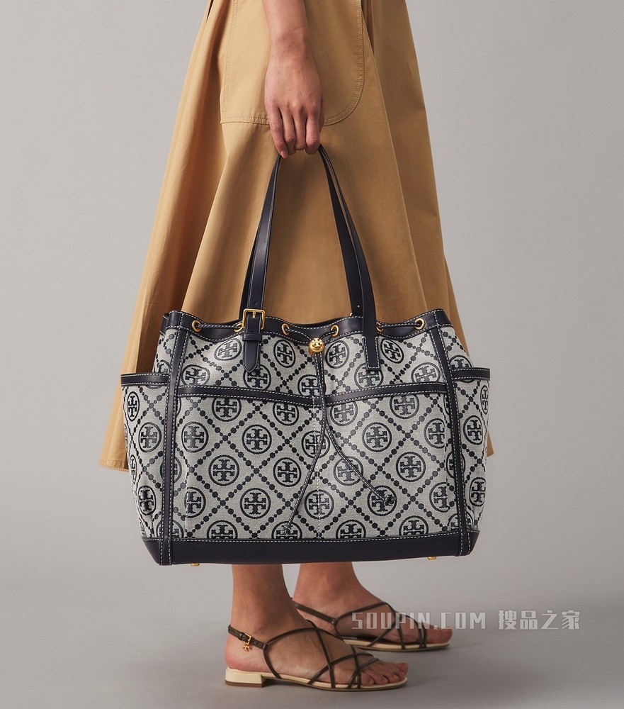 T Monogram 提花托特包 Tory 海军蓝