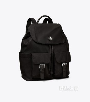 尼龙翻盖双肩包 黑色